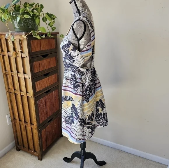 H&M colorful metallic palm leaf backless dress Sz. 8 - Picture 3 of 11